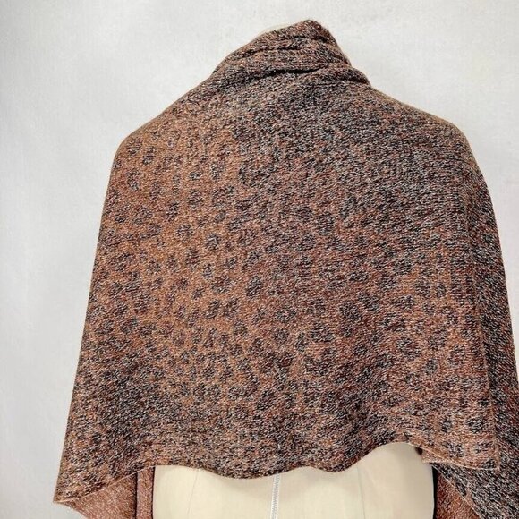 Soft Brown And Silver Metallic Reversible Animal Print Scarf Mob Wife Bold - Picture 6 of 7